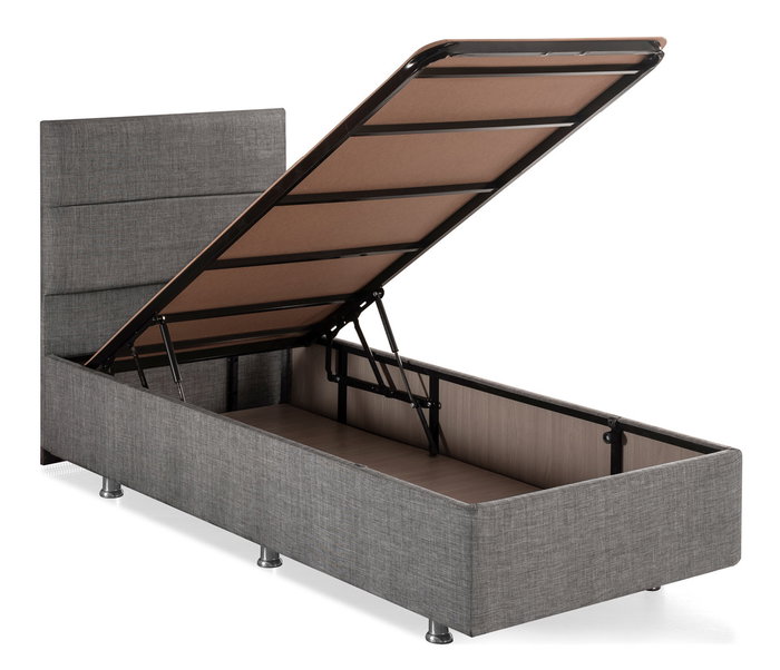 Hanah Home Conjunto Colchón Individual Base y Cabecero Gris 100x200 cm con Arcón y Muelles Múltiples